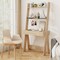 Costway Home Office Ladder Desk Wall-Leaning Laptop Workstation with Storage Shelves Natural/White/Walnut